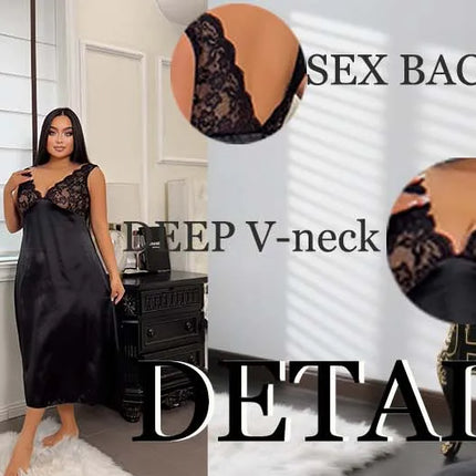 Camicie da notte sexy da donna, reggiseni e camicie da notte erotiche, camicie da notte sexy in pizzo, abiti morbidi slim fit in tinta unita, scollo a V. lingerie sessuale