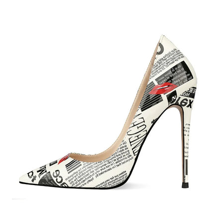 Nuovo 8CM 10CM 12cm Scarpe da festa da donna a punta Graffiti Tacchi ultra alti Spettacoli di moda Scarpe da principessa Donna Stiletto Taglia 34-44