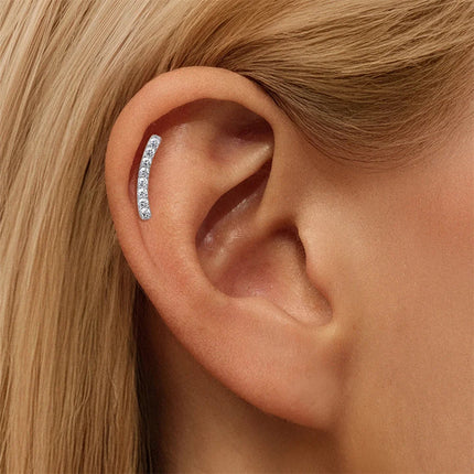 Aide S925 Sterling Silver Moissanite Silver Color Srud Earrings Women Heart Leaf Geometric DIY Ear Bone Sruds Piercing Jewelry PlatiNum