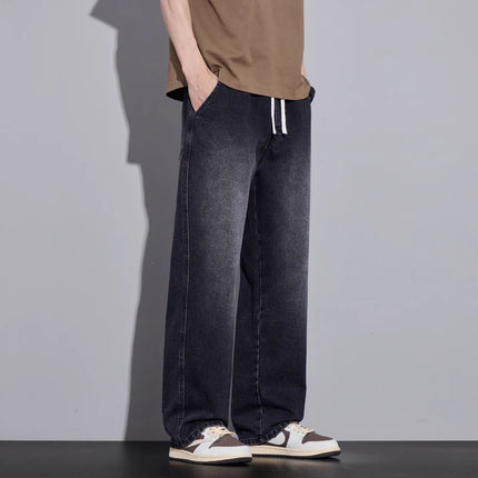 Abbigliamento da uomo Pantaloni a gamba larga Jeans larghi Streetwear Pantaloni in denim moda dritti Y2k Pantaloni da uomo in vita elastica lavati vintage