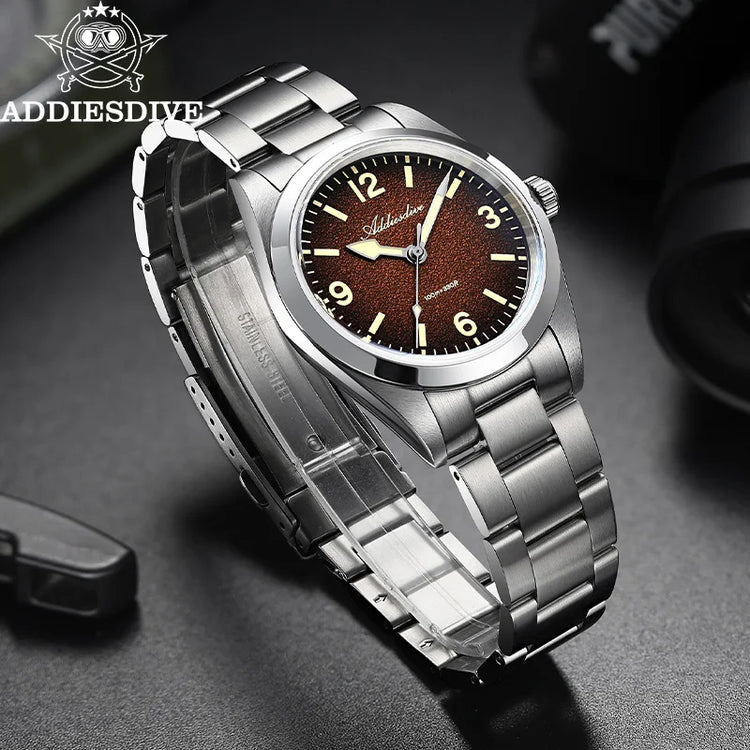 ADDIESDIVE Watches Men New 36mm Sapphire Quartz Wristwatch Japan 2035 Movement AR Coating BGW9 Luminous 100m Waterproof AD2544