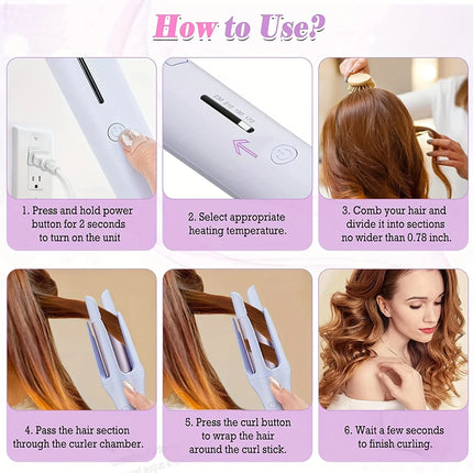 Automatic Rotating Hair Curler 32mm Ceramic Barrel, Professional Wavy Hair Styling Tool for Daily & Party Hairstyle