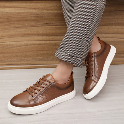 Casual men's leather shoes New comfortable and trendy styles Outdoor Fashion Party Daily leisure youth Black Board Shoes HOT -46