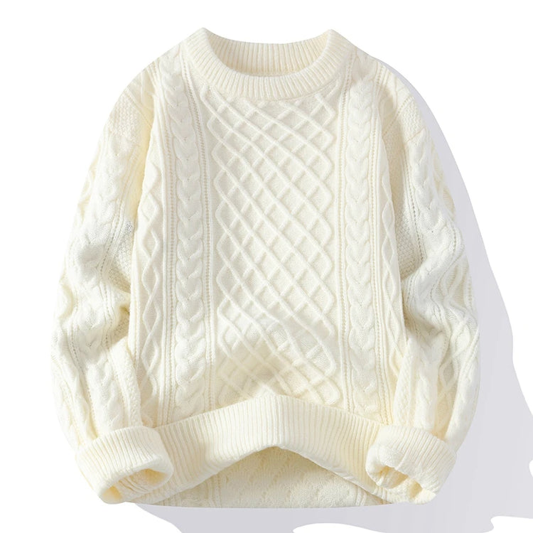 New Trendy Autumn and Winter Jacquard Pattern Pullover Sweater Casual Round Neck Color-Blocking Knit Men's Pullover