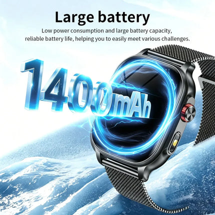 2026New Smart Watch Fitness Clock Men 2.01" AMOLED Screen 1400mAh 130+ Days Battery Life Flashlight Call Waterproof Smartwatches