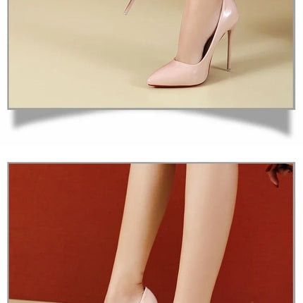 2024 Scarpe da donna Tacchi alti rossi Décolleté sexy con punta a punta 12 cm Scarpe da abito da sposa Colore nero nudo Tacchi alti con fondo in gomma rossa