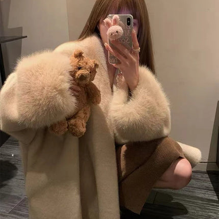 Faux Mink Fur Coat for Women Winter Thick Loose Hairy Casual Jacket Y2K Fashion Streetwear Long Sleeve Warm Fur Outerwear