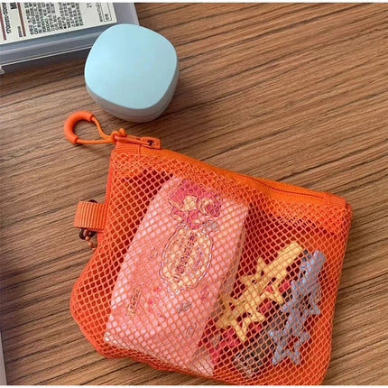 Travel Makeup Storage Bags New Mesh Coin Purse Simple Portable Mini Bag Multi-purpose Square Bag Double-layer Zipper Card Holder PlatiNum