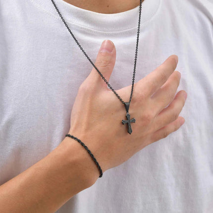 Vnox Set di 2 Pezzi Collana con Ciondolo e Bracciale da Uomo, Set di Gioielli in Acciaio Inossidabile Colore Nero Oro Argento, Regali di Gioielleria alla Moda platinumshop