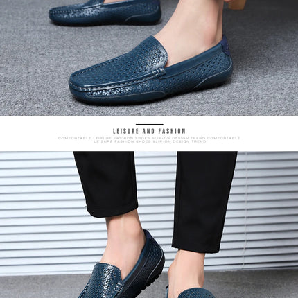 Mocassini da Uomo Estivi 2026 in Vera Pelle di Lusso, Scarpe Casual Traspiranti con Intaglio, Slip-on da Guida