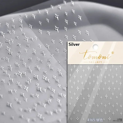 Punk Glitter Powder Blue Pink Star Charm Laser Silver Gold Starlight Rhinestones Moon DIY Nail Art Stickers Manicure Tool Decals