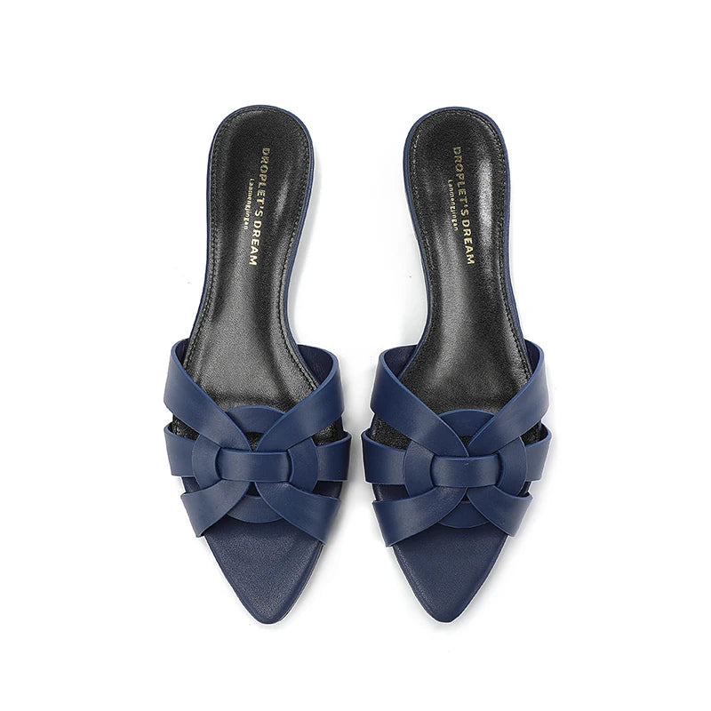 2025 sexy pointed cowhide flat sandals, easily light up your summer shoe cabinet, suitable for summer dates and office work