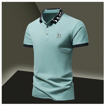 Men's fashionable summer POLO ice silk quick-drying T-shirt short-sleeved solid color loose fit business collar