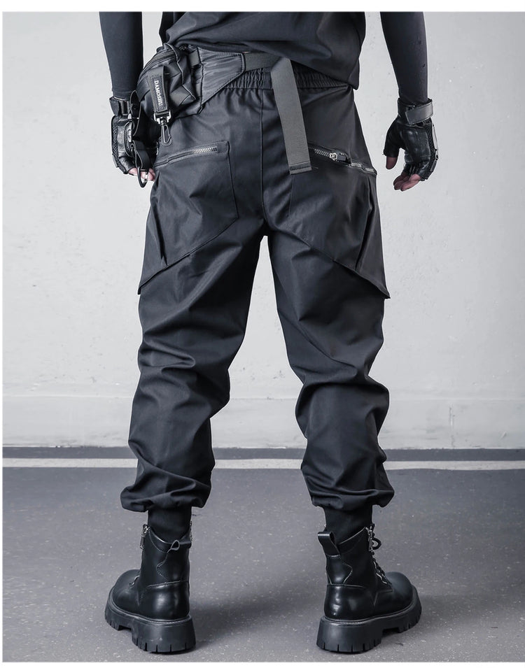 2026 New Streetwear Joggers Pants Men's Multi-Pockets Tactical Cargo Pant Black Utility Work Elastic Waist Casual Trousers