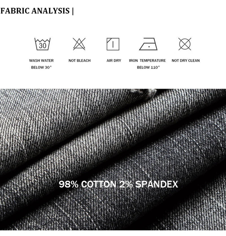 Italian Style Fashion Men Jeans Retro Gray Elastic Slim Fit Ripped Jeans Men Trousers Vintage Designer Casual Denim Pants Hombre PlatiNum
