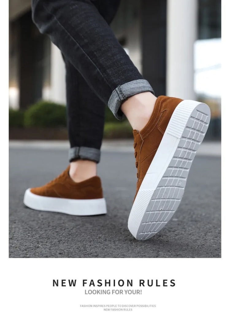 Men's Vulcanized Shoes Fashion Casual Sneakers Lace Up Platform Shoe High Quality Suede Casual Shoes for Men Sneakers Man Shoes