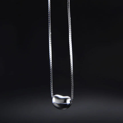 Collana con ciondolo a forma di fagiolo in argento sterling 925, gioielli classici per le donne, gioielli di moda, festa, regalo di San Valentino, 45 cm PlatiNum
