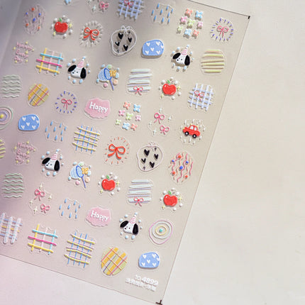 1Pcs 5D Graffiti Kitten Puppy Nail Art Sticker Lovely Lines Animal Cat Embossed Nail Slider Self-Adhesive Cat/Dog Manicure Decal