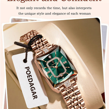 POEDAGAR Orologio da donna di lusso Impermeabile Data Orologio da polso da donna casual di alta qualità Orologio da donna elegante al quarzo in acciaio inossidabile platinumshop