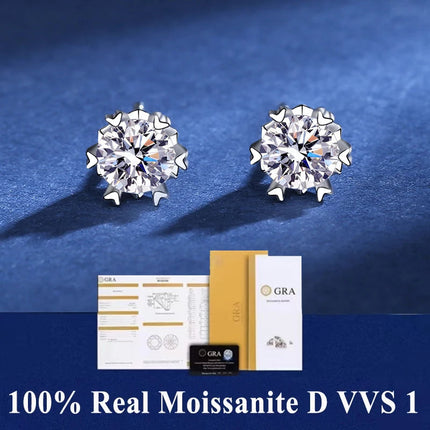 D VVS1 Pass Diamond Tester Moissanite Stud Earrings For Women 100% Real 925 Sterling Silver 2 GRA Certificates Moissanita PlatiNum