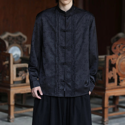 Camicie con stampa Abito tradizionale cinese Tang Camicie comode e traspiranti retrò Kung Fu Tai Chi Camicette casual Abbigliamento da uomo