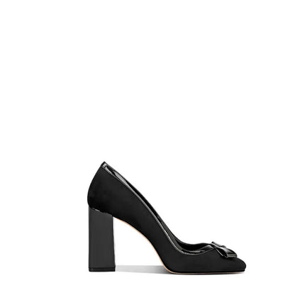 Eleganti tacchi a spillo in pelle scamosciata kaki 2025 Punta quadrata alla moda autunnale comoda per le donne piccole