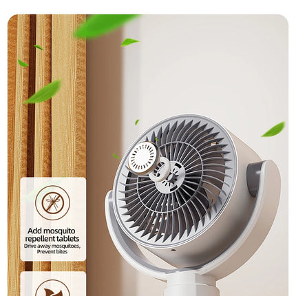 Ventilatore a Turbina Elettrica da Pavimento, Ventilatore a Cinque Velocità Regolabili, Altezza Regolabile, Ricaricabile