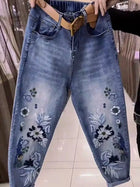Elastico in vita Primavera e autunno Nuovi jeans a vita alta Pantaloni Harlan larghi e sottili da donna Pantaloni versatili da donna Jeans blu