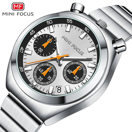 MINI FOCUS Orologio al quarzo verde argento per donna Orologio da polso cronografo con cinturino in acciaio inossidabile moda con lancette luminose Data 0491 platinumshop