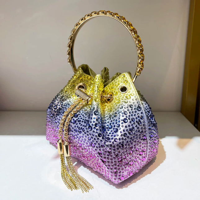 Handle Rhinestones Evening clutch Bag Purses and handbag luxury Designer shoulder bag Shiny Crystal Clutch purse bucket bag PlatiNum