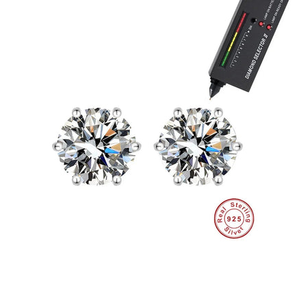 100% 925 sterling silver GRA Certified 0.3-3CT real Moissanite D color VVS1 six-jaw stud earrings Women Wedding Band Jewelry PlatiNum