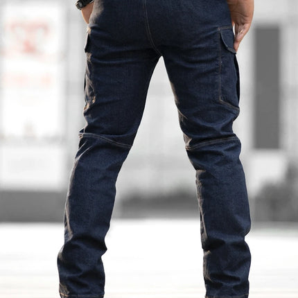 Men's Tactical Jeans Military Denim Cargo Pants Multi-pocket Elastic Casual  Work Trousers Outdoor Combat Training Hiking Pants