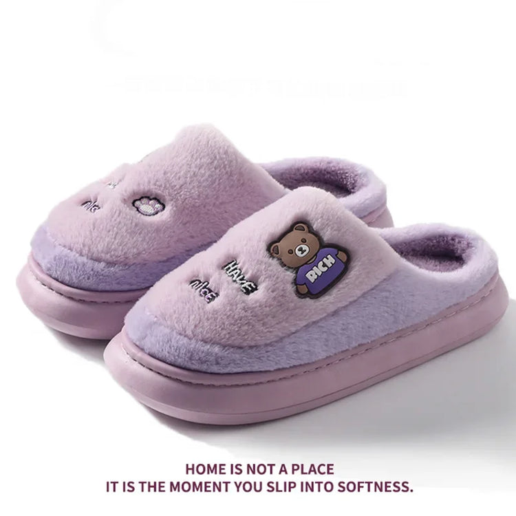 Thicken Warm Long Plush Slippers for Women Winter 2026 Chunky Platform Fluffy Furry Fur Slippers Couple Plus Size Indoor Shoes