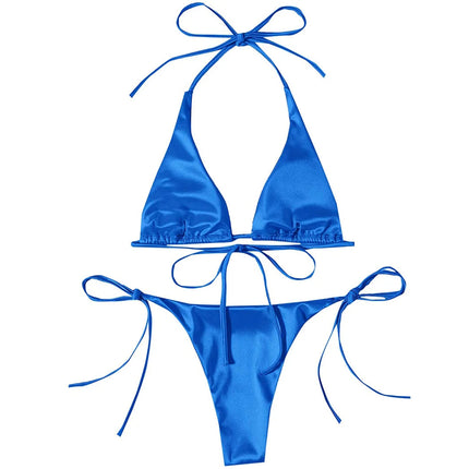 Sexy 13 colori Halter Satin Bikini brasiliano Donna Costumi da bagno Costume da bagno femminile Bikini a due pezzi Bagnante Costume da bagno Swim V4966 platinumshop