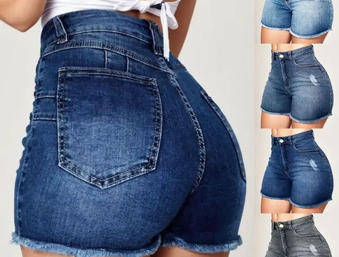 Y2K Womens Denim Shorts High Waisted Hot Pants with Tassels Retro Slim Fit Denim Shorts Fashion Trends Summer Blue Jeans Shorts PlatiNum