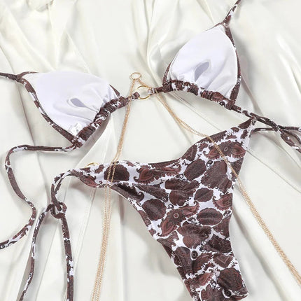Miyouj Nuovi Bikini Stampati Costumi da bagno Donna Costume da bagno sexy Fasciatura Bikini Set 2024 Beachwear String Costumi da bagno Micro Biquinis platinumshop