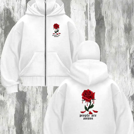 2026 Winter and Autumn New Hooded Headmask Men's and Women's Hoodie, Gothic Blood Rose Pattern Printed Comfortable Fabric
