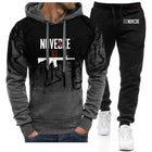2025 Spring And Autumn Man's Funny Gun Noveske Logo Print High Street Fashion Gradient Color Hoodies+Leisure Sports Pants Suits PlatiNum