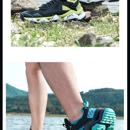 RAX Running Shoes Men&Women Outdoor Sport Shoes Breathable Lightweight Sneakers Air Mesh Upper Anti-slip Natural Rubber Outsole PlatiNum