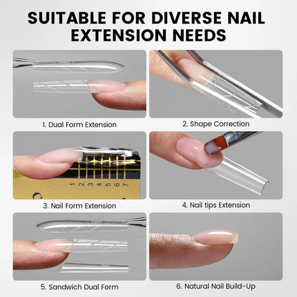 Original YOKEFELLOW Sandwich Dual Nail Form Short Stiletto Nail Extension Form 240pcs Top Form Bottom Form For Quick Nail Extensions IM222