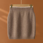 Flat Thickened Hip Hugging Skirt Women's Autumn Winter 100% Merino Wool Knitted Half Skirt Versatile Short Elastic Waist Skirt PlatiNum