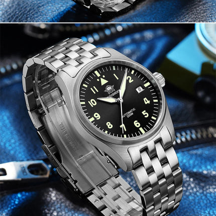 ADDIESDIVE Classic Men's watch Sapphire Automatic 8215 Stainless Steel Pilot watch Leather Luminous 200m Diving Dress Watch New