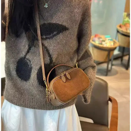 Women's Genuine Suede Cowhide Leather Shoulder Bag Soft Cow Versatile Ladies Crossbody Bag Trendy Luxury Female Designer PlatiNum