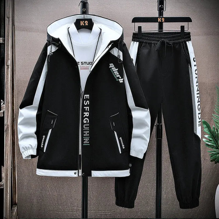 Casual Hooded Jackets And Pants Tracksuit Men's Clothing Sets 2026 Spring Autumn Youth Outdoor Sportswear 2 Pieces Coats Top Set