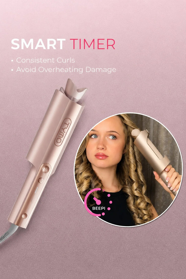TYMO CURLPRO PLUS Auto Rotating Curling Iron Ceramic Curler, Anti-Scald, Anti-Tangle,32MM,600m Ion, Dual Voltage, for Women