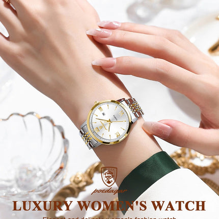 POEDAGAR Orologio da Donna Raffinato Impermeabile Luminoso con Data, Orologio da Polso Femminile di Alta Qualità in Acciaio Inossidabile, Elegante Orologio al Quarzo per Donne platinumshop