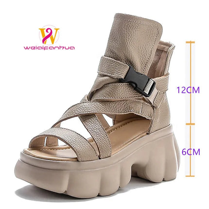 Women's Leather Slip-on Shoes, New Style 2026, Closed-Toe Shoes, Roman Style Sandals, Women's Retro Platform Shoes