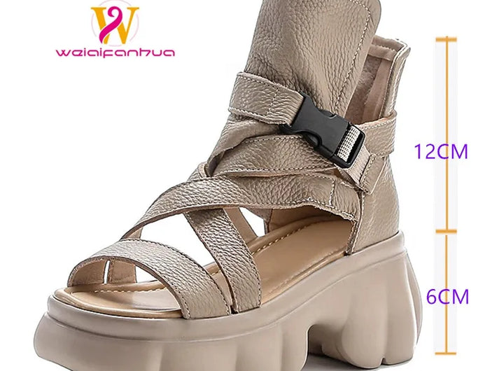 Women's Leather Slip-on Shoes, New Style 2026, Closed-Toe Shoes, Roman Style Sandals, Women's Retro Platform Shoes
