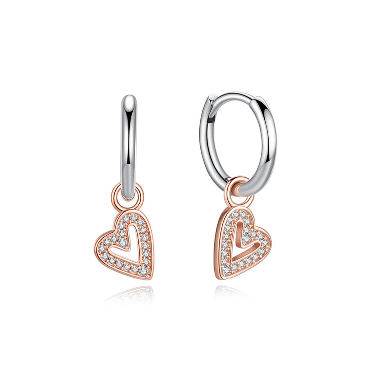 Orecchini Originali in Argento Sterling 925, Modello 2026, a Perno e a Cerchio con Cristalli, per Donna, in Oro Rosa, con Corona, Cuore, Infinito, Ape, Gioielli platinumshop