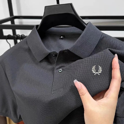 High-quality men's polo shirt, heavy cotton, summer, new, classic, branded, embroidered, comfortable, breathable, fashionable, short sleeve
